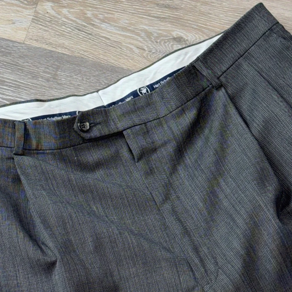 Hart Schaffner Marx Mens Charcoal Gray Pleated Dress Pants 38x30 Trousers